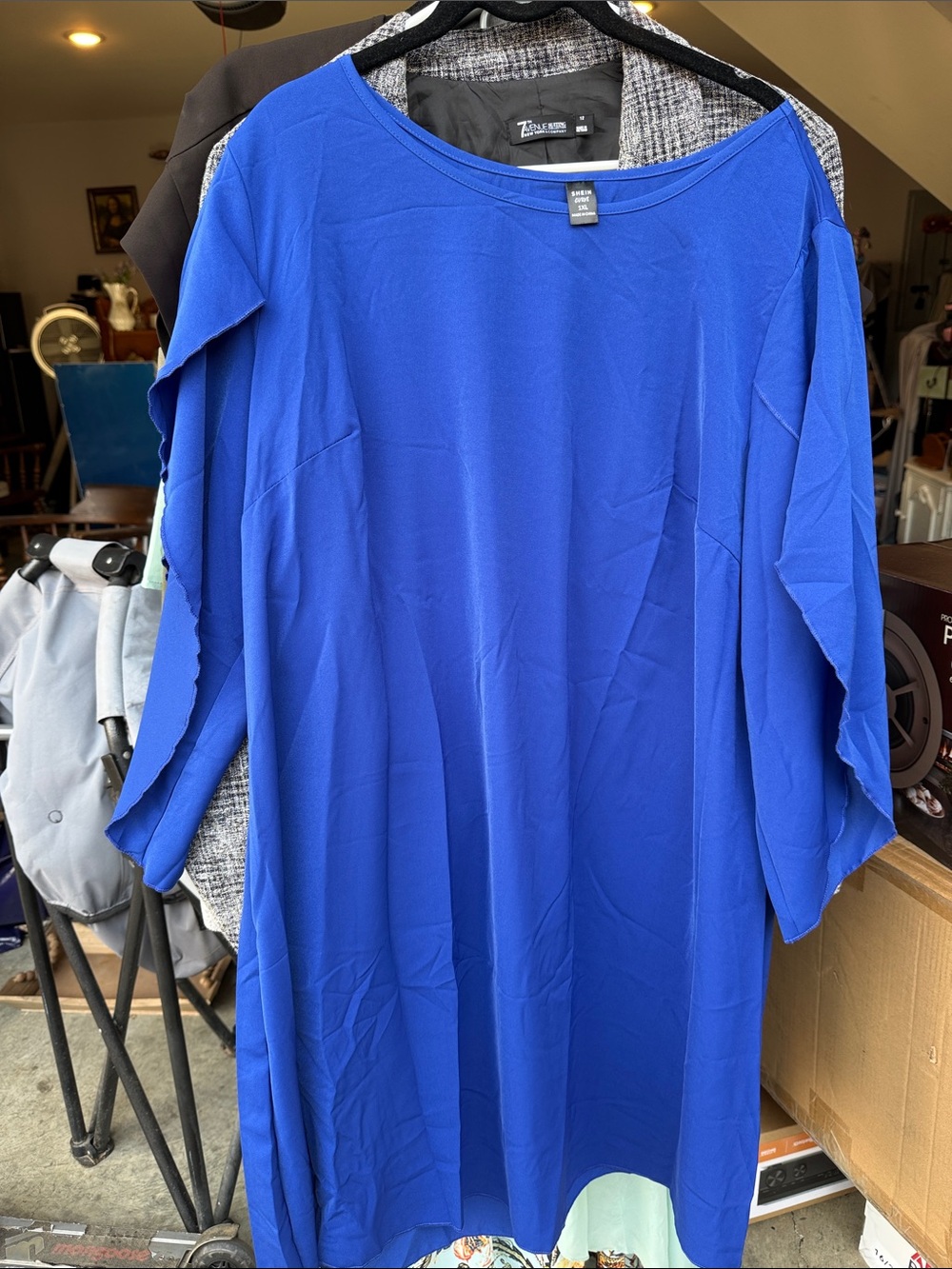 SHEIN Royal Blue Long Sleeve Tunic Dress